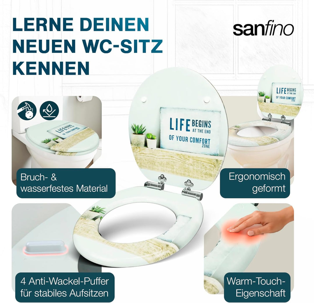 Premium WC Sitz mit Absenkautomatik – hochwertige Toilettendeckel aus Holz, viele bunte Motive, hohe