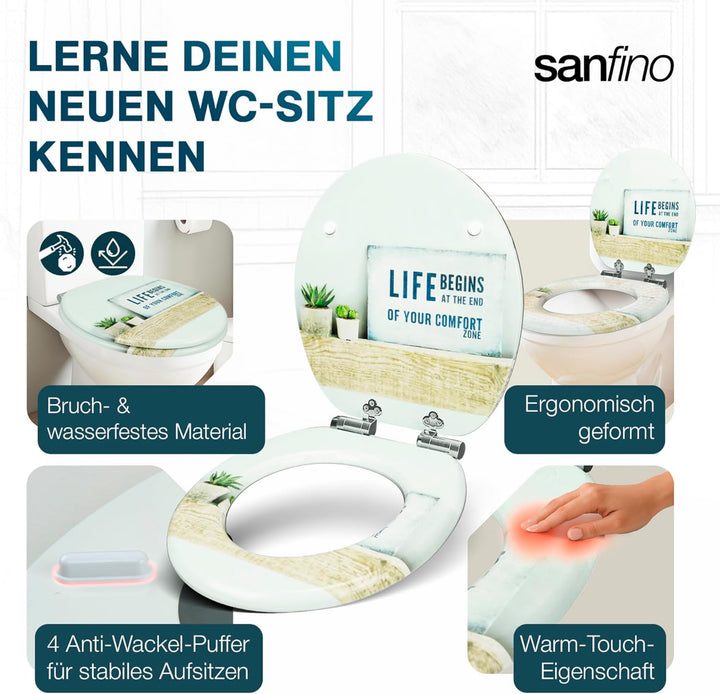 Premium WC Sitz mit Absenkautomatik – hochwertige Toilettendeckel aus Holz, viele bunte Motive, hohe