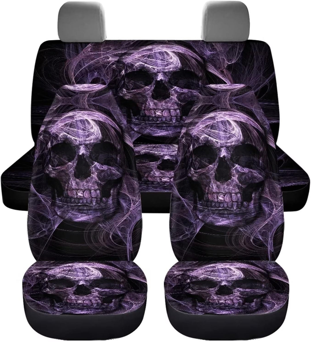 chaqlin 3D Schädel Druck Autositzbezüge Full Set für Damen Herren Auto Innenraum Zubehör Vordersitze