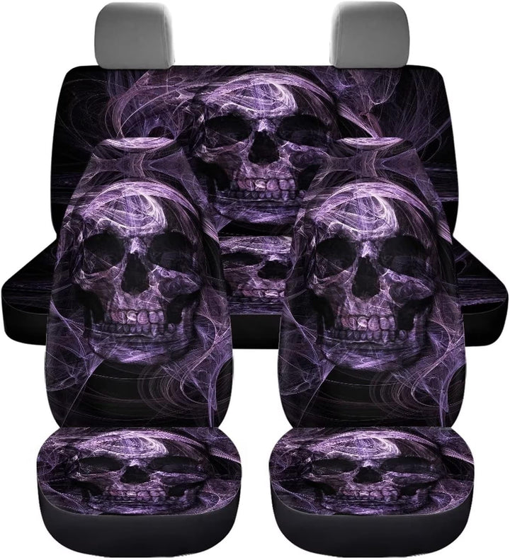chaqlin 3D Schädel Druck Autositzbezüge Full Set für Damen Herren Auto Innenraum Zubehör Vordersitze