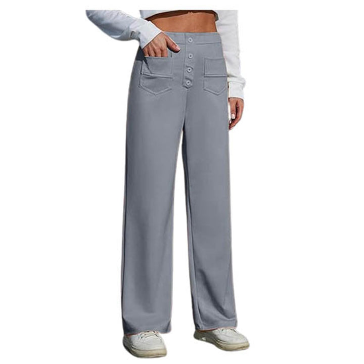 Hose Damen Langgrösse Arbeitshose für Damen, hohe elastische Taille, gerade Hose mit weitem Bein, Bu