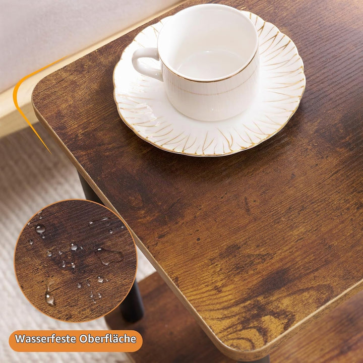 APICIZON Beistelltisch Holz, 2 Tier Nachttisch Schmal, 40x30x52cm, Beistelltisch Klein mit Stauraum,