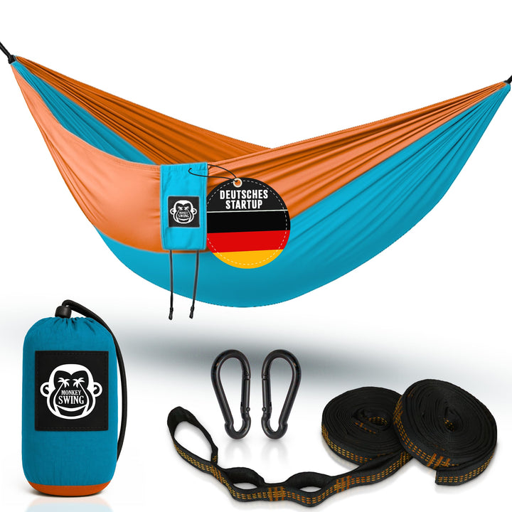 Monkey Swing Hängematte inkl. Aufhängeset I 275 x 140 cm I für Outdoor, Travel, Trekking &amp; Camping,
