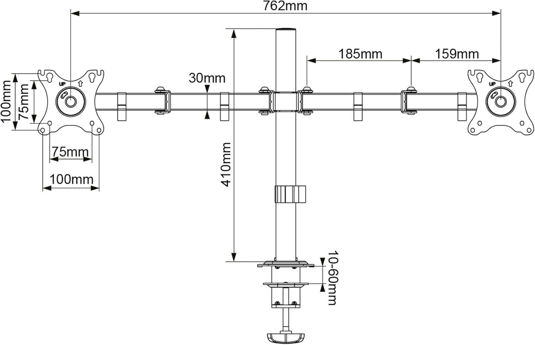 Unykach Dual-Tischhalterung für 2 Flach- und Curved-Bildschirme von 25,4-81,3 cm (10-32 Zoll) (bis 1