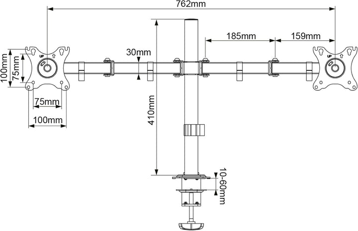 Unykach Dual-Tischhalterung für 2 Flach- und Curved-Bildschirme von 25,4-81,3 cm (10-32 Zoll) (bis 1