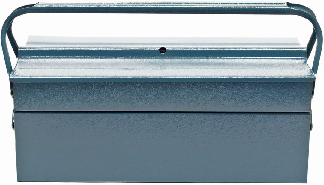 Wiltec Werkzeugkiste 420x200x160mm aus Stahl mit 3 Fächern, beständiger Werkzeugkasten mit Handgriff