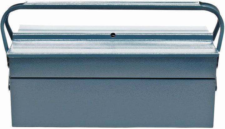 Wiltec Werkzeugkiste 420x200x160mm aus Stahl mit 3 Fächern, beständiger Werkzeugkasten mit Handgriff