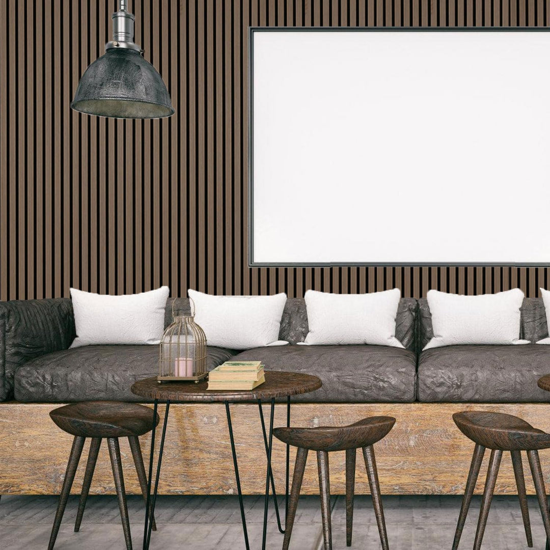 Fiqops 4X Akustikpaneele Holz 120x60cm Wandpaneele aus Holzfunier und Filz,Holzpaneele Walnussfarbe,