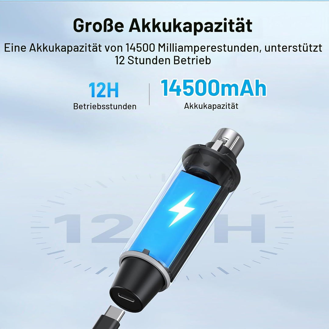 2.4G XLR Mikrofon Wireless Sender Empfänger 1 zu 2 Kabelloses Mikrofon für Dynamisches Mikrofon Kond