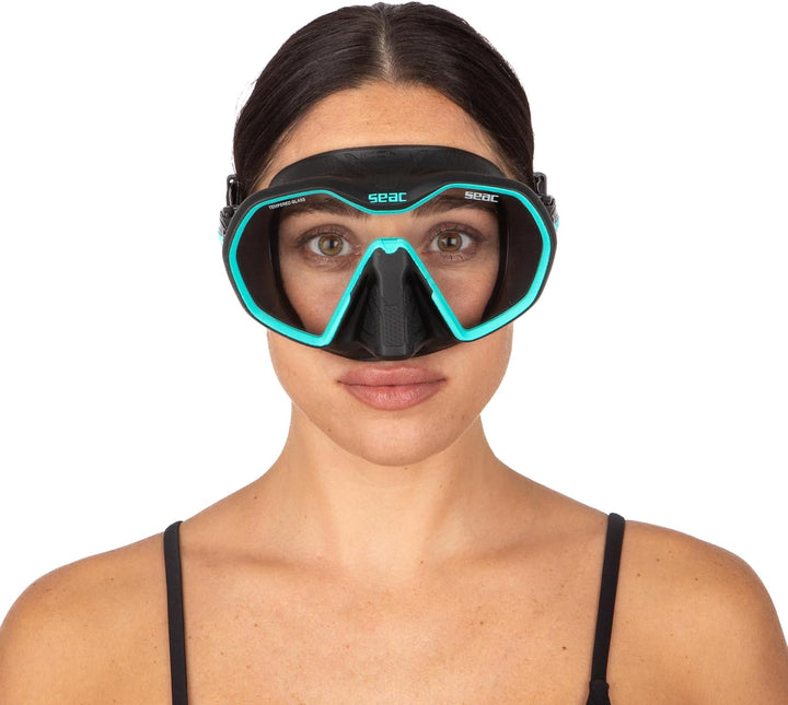 Seac Icona, rahmenlose Einglas-Tauchmaske, 100% Made in Italy schwarz/tiffany, schwarz/tiffany