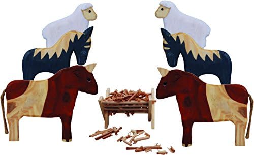 ORGINAL Winzling BIEGEPUPPEN Tiere Holz Ergänzungs Weihnachtskrippe 7er SET