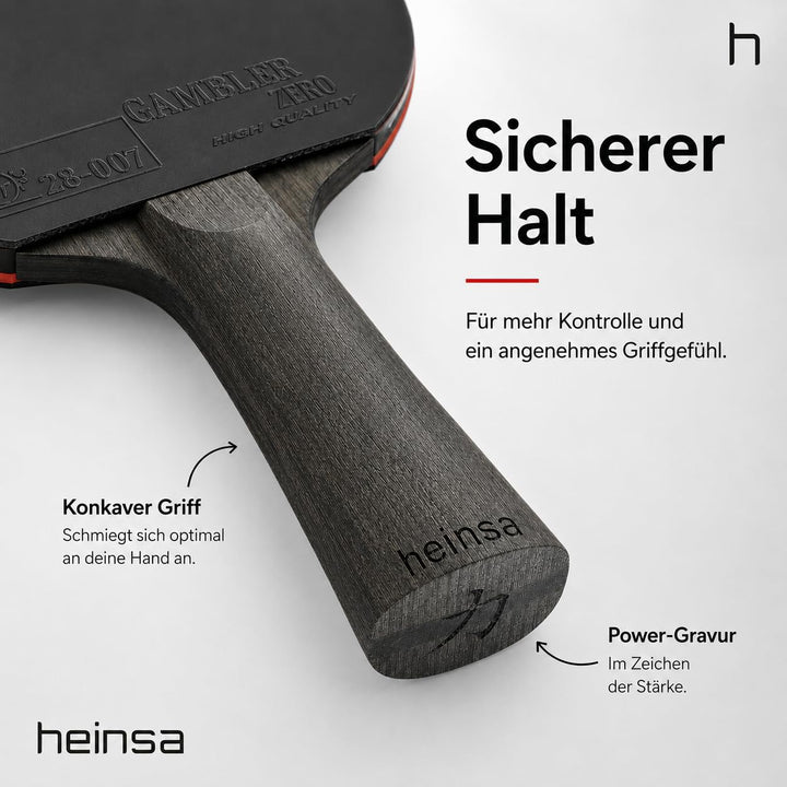 heinsa Carbon Profi Tischtennisschläger ITTF Wettkampf zugelassen Black Edition aus Lichtnussbaum mi