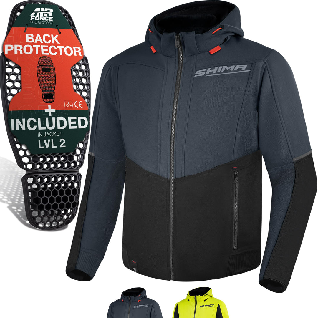 SHIMA DAYBREAKER Motorradhoodie Herren und Damen - Motorrad Kaputze Hoodie mit Protektoren Jacke Kap