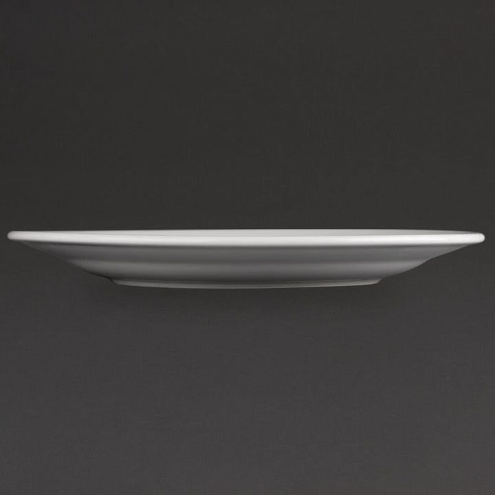 Olympia Athena Speiseteller-Set mit breitem Rand, 25,4 cm (10 Zoll), 12 Stück, weiss, superglasierte
