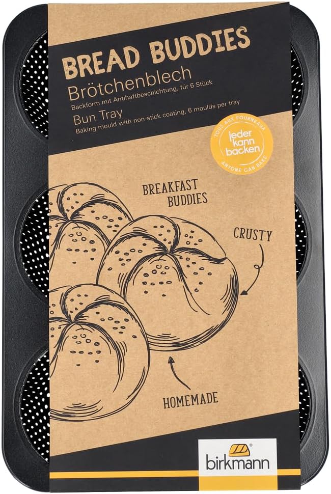 Birkmann Brötchenblech Bread Buddies Backform 21x32x3 cm Karbonstahl lebensmittelecht ganzjährig gee