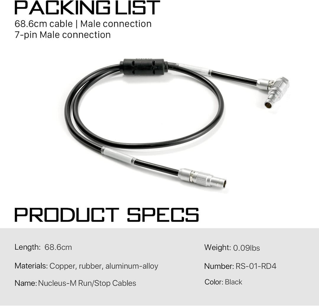 Tilta Nucleus-M RS-01-RD4 Run/Stoppkabel kompatibel mit Komodo Kamera Zubehör männlich