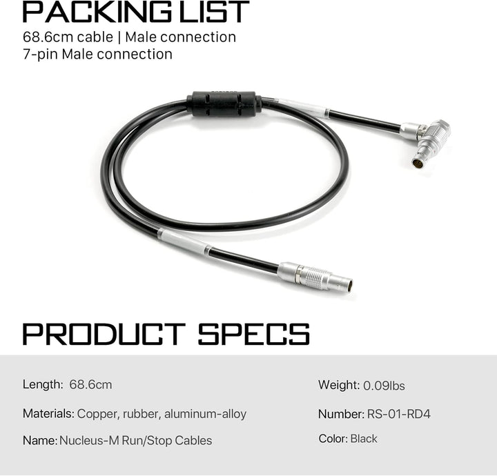 Tilta Nucleus-M RS-01-RD4 Run/Stoppkabel kompatibel mit Komodo Kamera Zubehör männlich