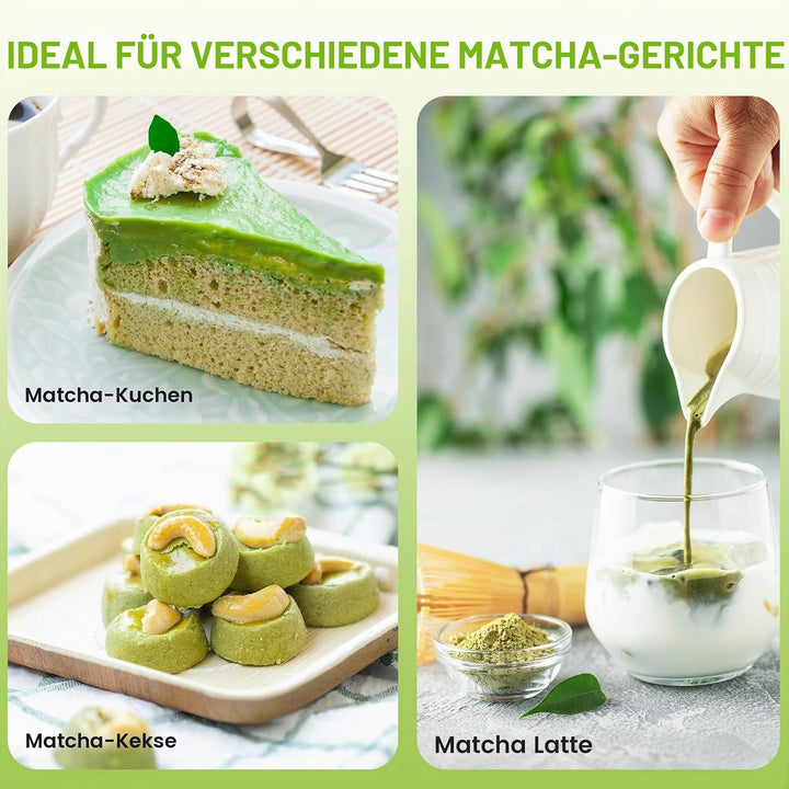 Accwork Matcha Set, 7er-Set Macha Tea Set Matcha zubehör mit Matcha Löffel, Matcha Schale mit Auslau