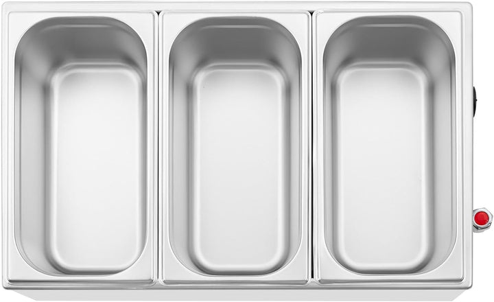 Royal Catering RCBM_GN1/3 Bain Marie 600 W 3 GN 1/3 Ablasshahn Wasserbad Speisenwärmer