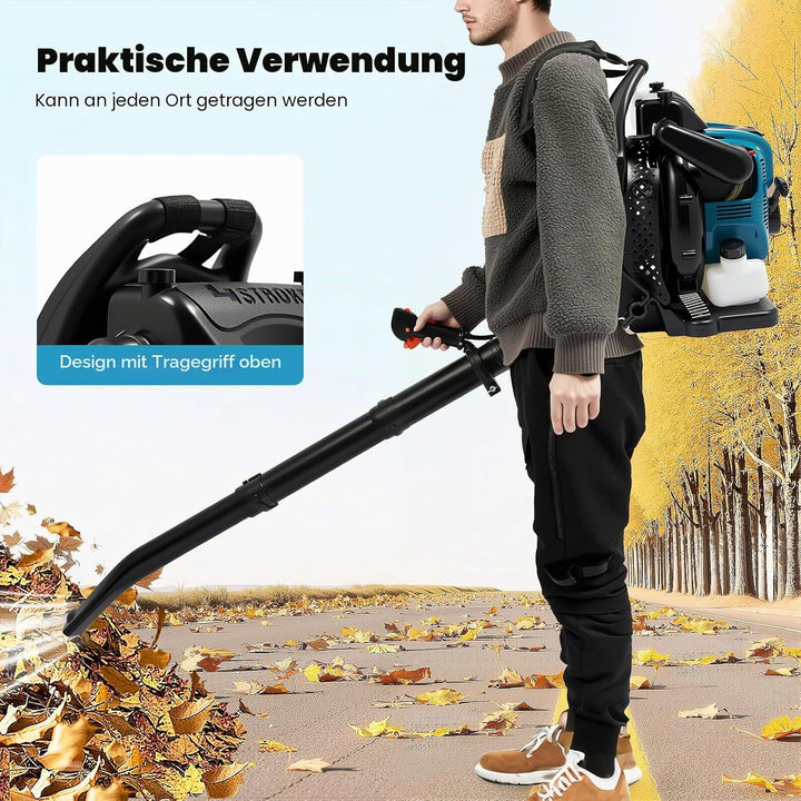 Benzin-Rückenlaubbläser 4-Takt 75.6ccm, 2600W Leichter Laubbläser Benzin Gas Angetriebene Rückentrag