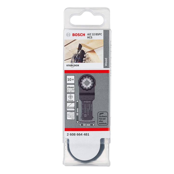 Bosch Professional 10x HCS Tauchsägeblatt AIZ 32 BSPC (für Hartholz, 50 x 32 mm, Zubehör Multifunkti