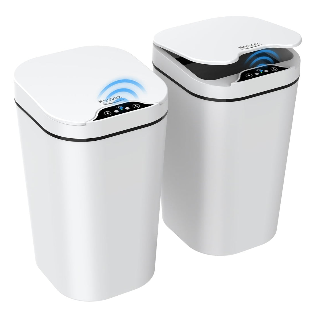 2er Set Mülleimer Bad mit Sensor, 10L Automatischer Mülleimer mit Deckel, Elektrischer Mülleimer für