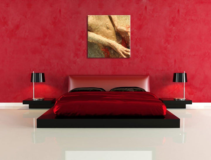 Pixxprint Sexy Frau im Bikini am Strand als Leinwandbild/Grösse: 70x70 cm/Wandbild/Kunstdruck/fertig