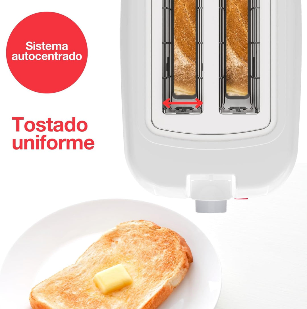 Solac - Mini-Toaster Buon Giorno 750W | 2 Schlitze für Toastbrot | 6-stufiger Bräunungsregler | Selb
