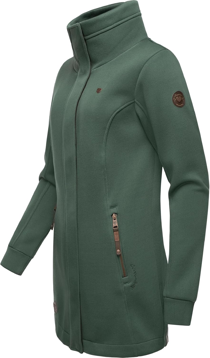 Ragwear Damen leichter Sweat-Übergangsmantel lang windabweisendl mit hohem Kragen Letrice Bonded XS-