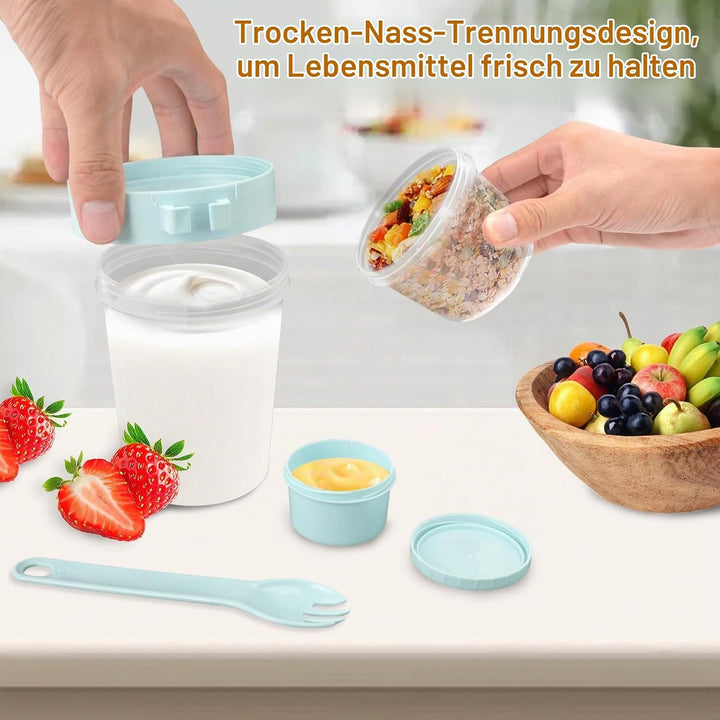 6 Stück Müslibecher to Go mit Löffel, 800ml Jogurtbecher für Unterwegs Overnight Oats Gläser, Bpa-Fr