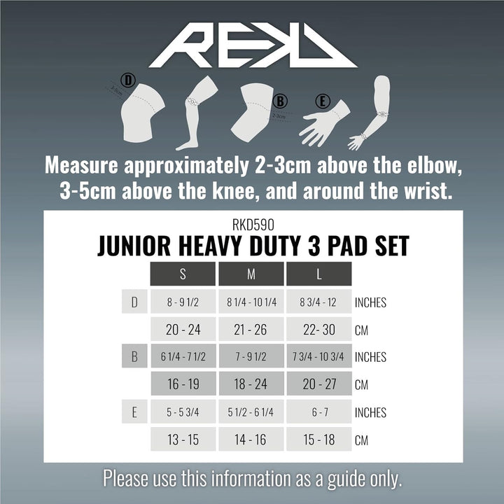 Rekd Kinder Protektor Heavy Duty Triple Pad Set Schwarz L, Schwarz L