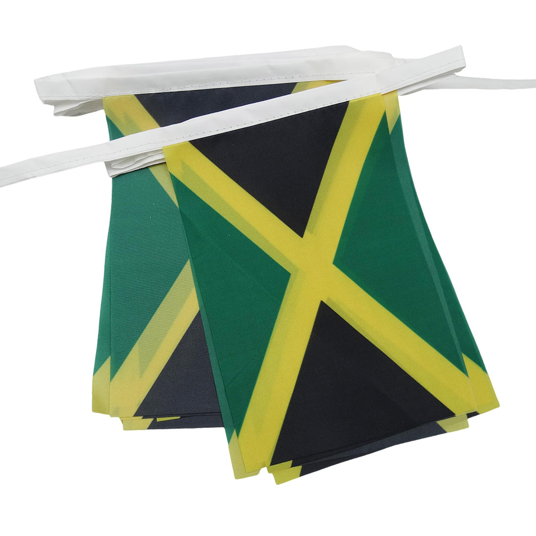 AZ FLAG FAHNENKETTE Jamaika 12 Meter mit 20 flaggen 45x30cm- JAMAIKANISCHE Girlande Flaggenkette 30