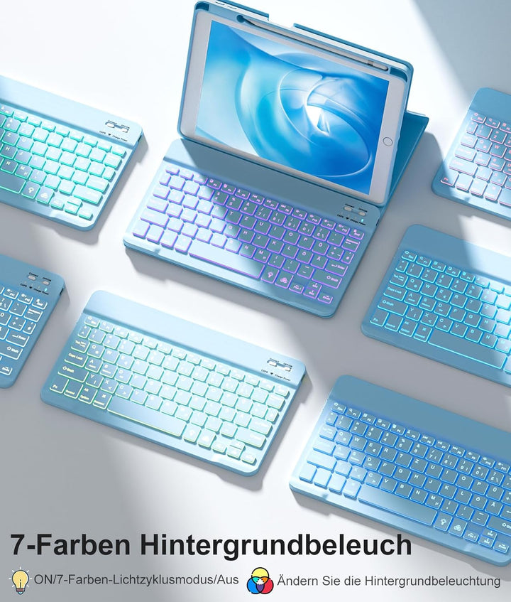 Vobafe Hülle mit Tastatur Kompatibel für iPad 9./ 8. /7. Generation 10.2 Zoll mit Stifthalter, Magne