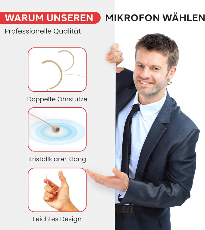 Pyle Doppel- Headset Mikrofon, Kondensator, Über-Ohr-Bügel, Omnidirektional &amp; kabelgebunden, 1,2m Ka