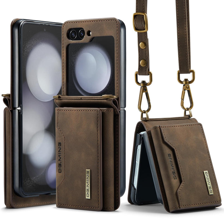 UDBKKDX Brieftasche Handyhülle für Samsung Galaxy Z Flip 5, hülle Mattes Leder mit Ständer Kameralin