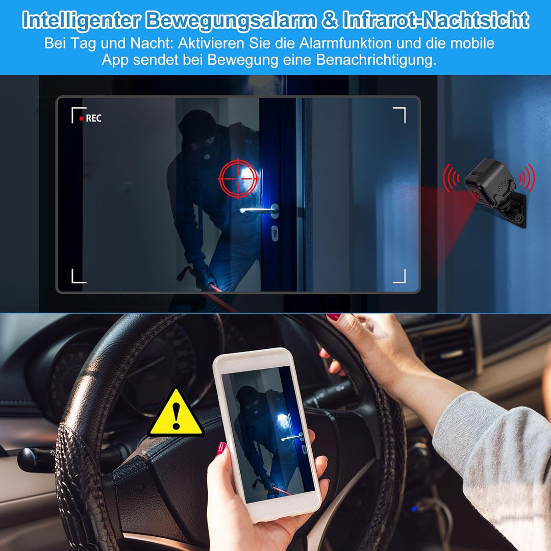1080P WiFi Mini-Kamera mit Nachtsicht & Bewegungserkennung – Tragbare Outdoor-Sicherheitskamera mit