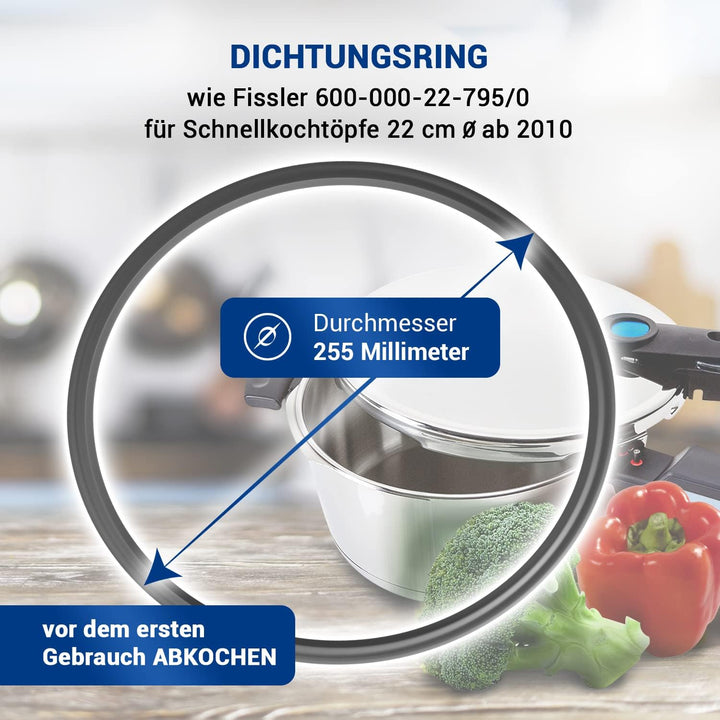 VIOKS Dichtung Schnellkochtopf Ersatz für 600-000-22-795/0 Fissler Schnellkochtopf Dichtungsring für
