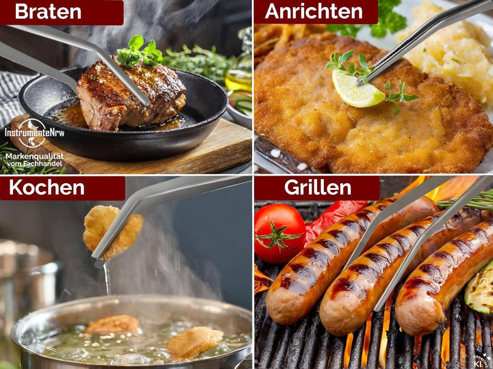 InstrumenteNRW Premium Küchenpinzette | Grillpinzette | Kochpinzette | Pinzette Edelstahl | Gourmet-