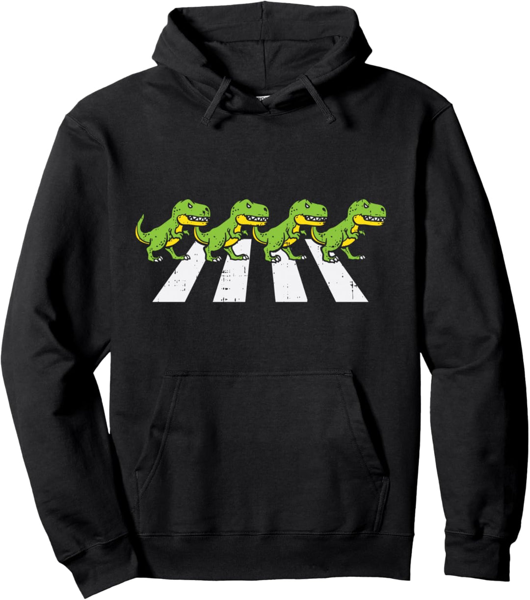 Trex Crossing Road Funny Crosswalk Pun Dinosaur Lover Gift Pullover Hoodie
