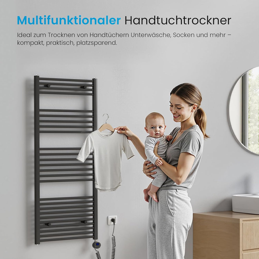 Heilmetz Badheizkörper Elektrisch 70x60cm Badheizkörper Elektrisch mit Thermostat+Timer-Funktion Ger