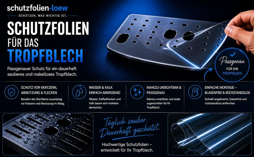 5 x Schutzfolie für Tropfblech DeLonghi Magnifica ECAM 20.116-20.116 - 21.116-21.117 - 21.118-22.105