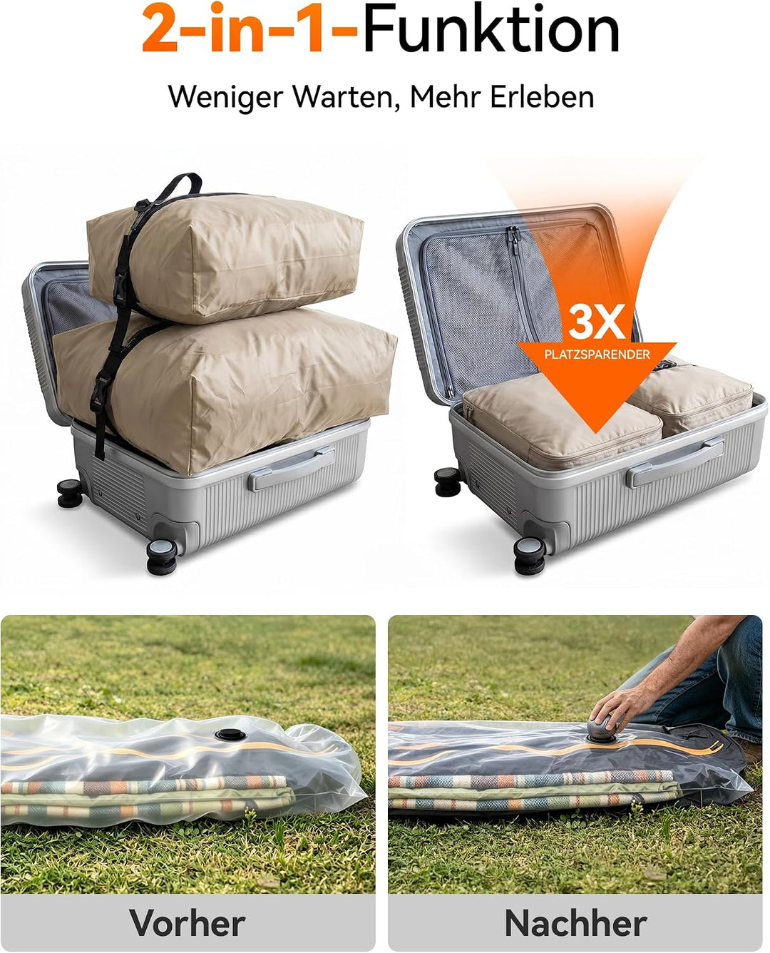 WOLFBOX MFmini Elektrische Luftpumpe, Mini USB Luftpumpe für Luftmatratze ohne Akku 32g Ultraleicht,
