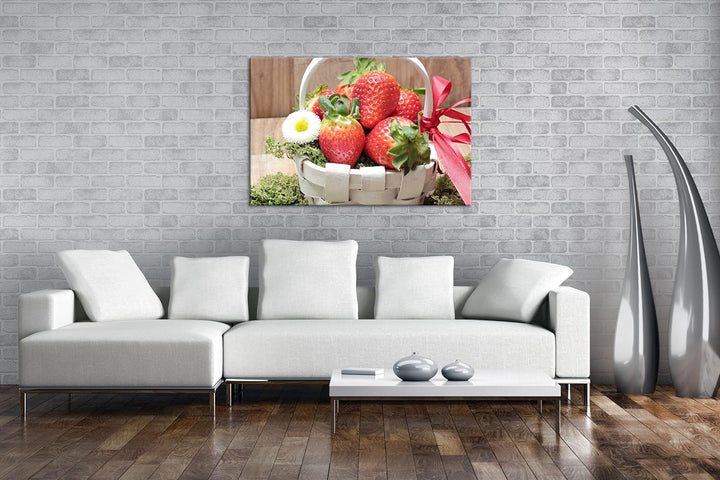 deyoli reife Erdbeeren Format: 80x60 als Leinwand, Motiv fertig gerahmt auf Echtholzrahmen, Hochwert