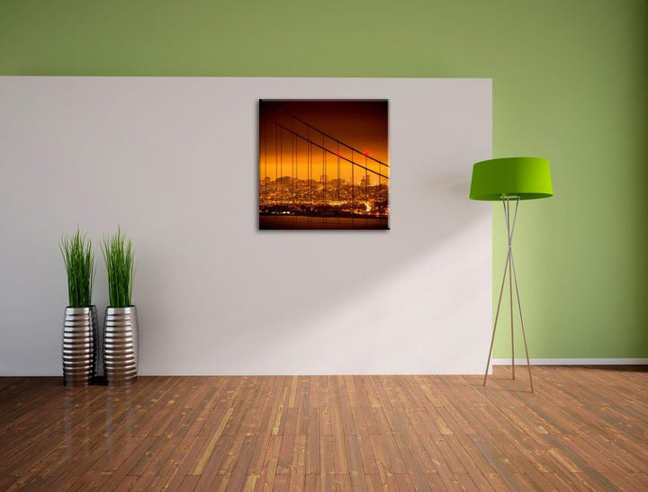 San Francisco Skyline, Format: 70x70 auf Leinwand, XXL riesige Bilder fertig gerahmt mit Keilrahmen,