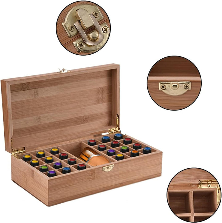 BrilliantDay Holz-Aufbewahrungsbox für ätherische Öle, 25 Gitter, drehbar, für ätherische Öle, Aroma