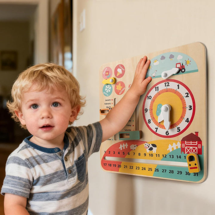 COSTWAY Lernuhr Kinder, Kinderkalender mit Jahreszeiten, Wetter, Tag, Nacht, Monat, Woche & Datum, M