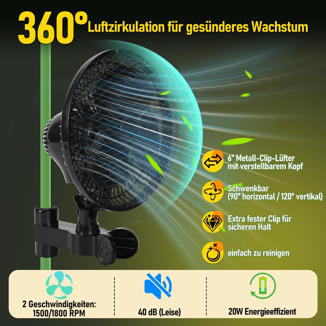 Growzelt Komplettset 100x100x200cm, 240W Faltbar LED Grow Lampe, Belüftungssystem mit Aktivkohlefilt