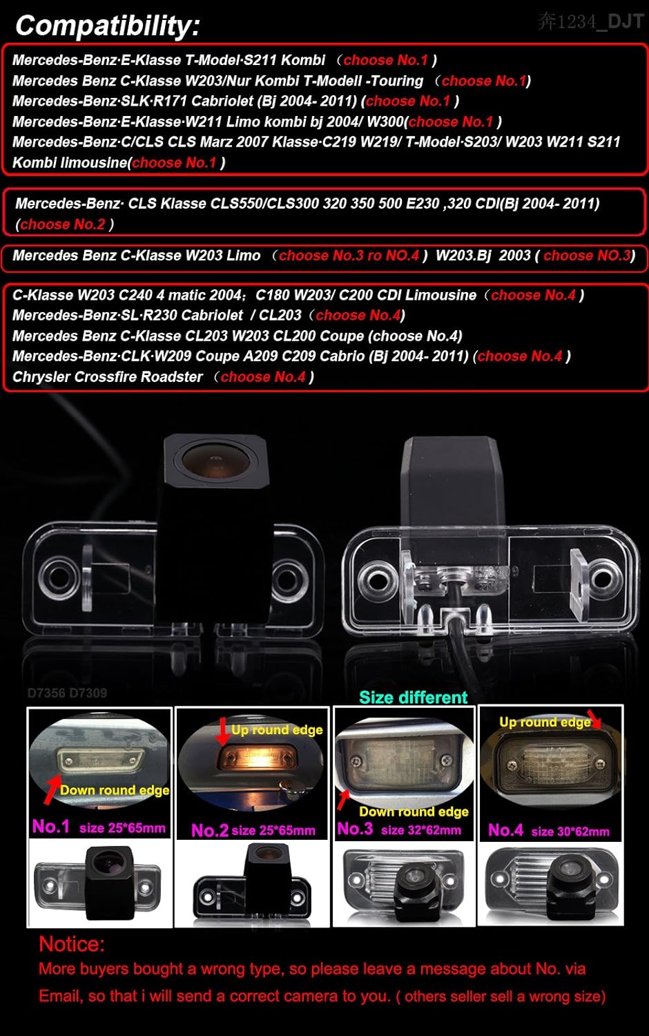 Einparkhilfe,Kamera für Nummerschildbeleuchtung,Kennzeichenbeleuchtung Farb Rückfahrkamera für Merce