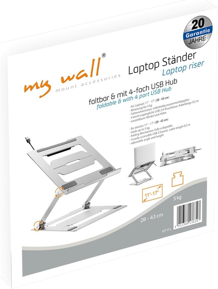 myWall Laptop Ständer HT17L, Ergonomische Laptop-Halterung für den Schreibtisch, Notebook und MacBoo