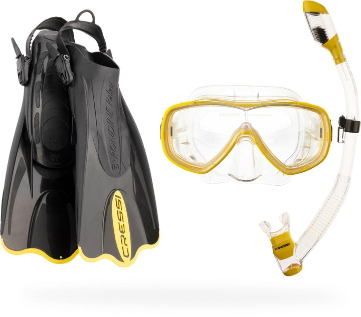 Cressi Light Weight Premium Travel Snorkel Set fo All Family | Palau SAF Set Made in Italy